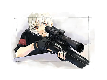 sniper, white, black, boy, red HD wallpaper