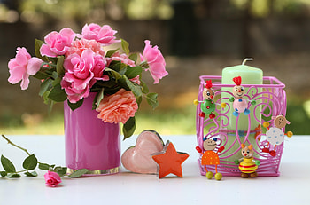 Flowers, Toys, Vase, Candle, Candlestick HD wallpaper