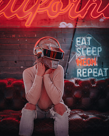 Miscellanea, Miscellaneous, Cyberpunk, Neon, Girl, Helmet HD phone wallpaper