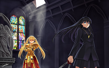 Fate Stay night, sword, anime, kotomine kirei, weapon, girls, gilgamesh, armor HD wallpaper