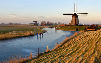 Cities, Grass, Sky, Sand, Lake, Mill, Holland HD wallpaper