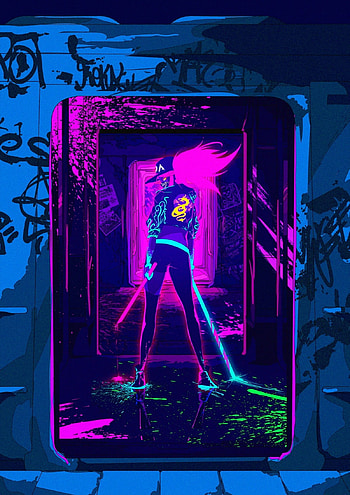 Artwork, league of legends, Akali, online game, neon HD phone wallpaper