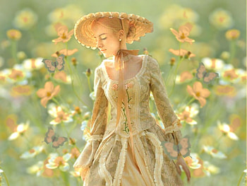 Delicate Peach, butterflies, pretty, peach, green, soft, girl, flowers, cream, delicate HD wallpaper