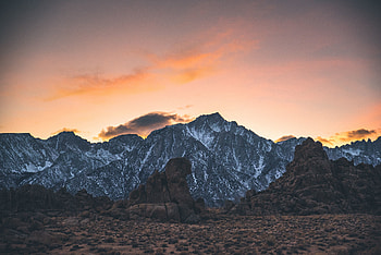 Sunset, mountains, rocks cliffs, landscape, nature HD wallpaper