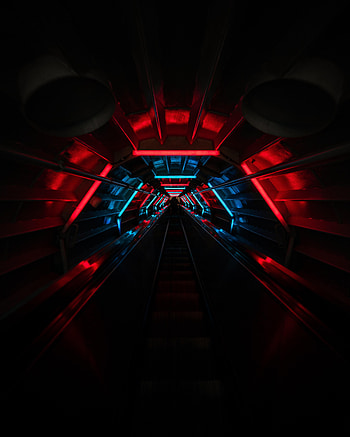 Dark, Neon, Glow, Stairs, Ladder, Tunnel HD phone wallpaper