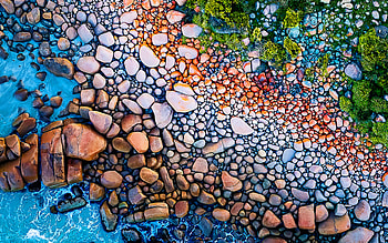 stone coast, , aerial view, sea, summer, beautiful nature, stones, coast, R HD wallpaper