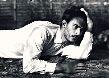 Pedro Perestrello, white, black, model, man, bw, male HD wallpaper