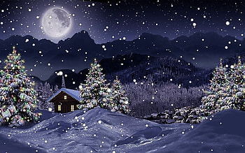 Christmas time, winter, holiday, moon, christmas, tree HD wallpaper