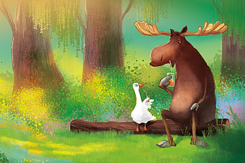 Art, Friends, Goose, Juice, Elk HD wallpaper