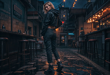 woman in a bar, dark, abandoned, post apocalyptic, woman, Melancholic HD wallpaper