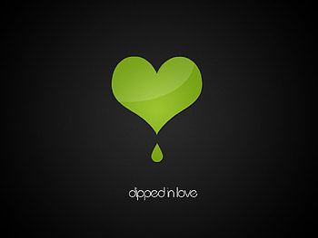 Dipped in Love, drop, heart, love, green HD wallpaper