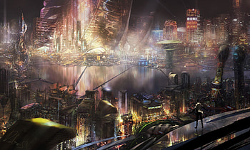Cyberpunk, city, cityscape, fantasy, art HD wallpaper