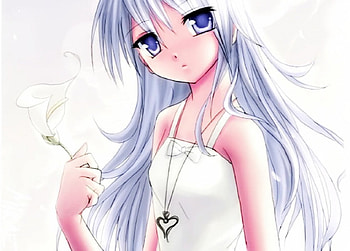 Silver Hair Beautiful Girl, white, flower, silver, beautiful, girl, dress, hair HD wallpaper