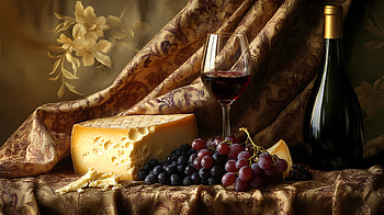 still life, cheese, wine HD wallpaper