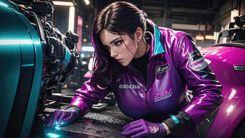 F1 Girl Mechanics Of The Neon Frontier, cyberpunk, ai-girls, ai, scifi, artist, artwork, digital-art, deviantart HD wallpaper