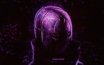 Masked Uchiha Obito, Naruto, purple glitter art, black background, anime characters, Naruto characters, Masked Uchiha Obito Naruto, Masked Obito Uchiha, Sharingan no Kakashi, Masked Madara HD wallpaper