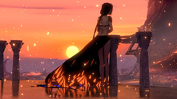 Wlop Anime Girl Sunset , anime-girl, anime, artist, artwork, digital-art, deviantart HD wallpaper