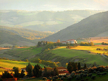 Volterra Italy, trees, italy, mountains, field HD wallpaper