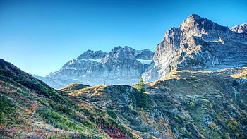 Nidfurner First at Glarus, Switzerland, landscape, sky, alps, peaks HD wallpaper