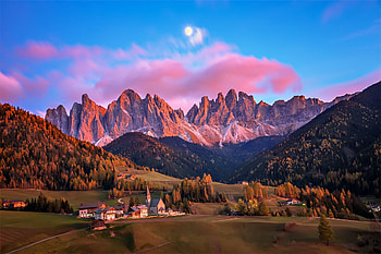 Village, Dolomites, , Italy HD wallpaper