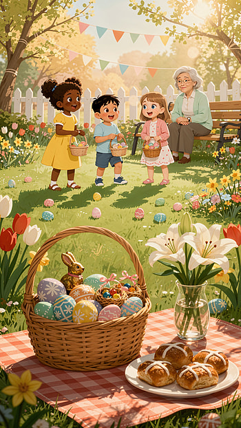 Family Easter Egg Hunt — , Easter, easter egg, basket, child, garden HD phone wallpaper