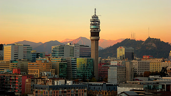 Evening in Chile, Downtown Santiago, Entel Tower, Cityscape beauty HD wallpaper