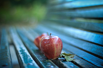 Food, Apple, Bench, Ripe HD wallpaper