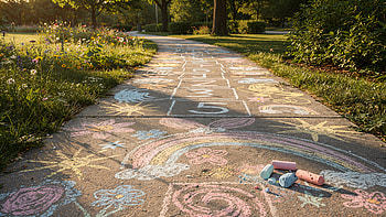 Sunlit Chalk Rainbow Path — Park, Rainbow HD wallpaper