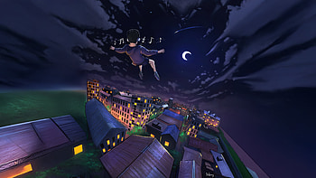 Midnight Melody Flying Through Night Music, artist, artwork, art, digital-art, alone, boy, stars, moon, artstation HD wallpaper