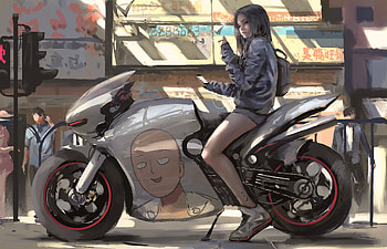 One Punch Man Anime Girl On Bike, one-punch-man, anime, deviantart HD wallpaper