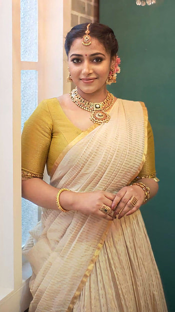 Anu sitara, malayalam actress, saree beauty HD phone wallpaper