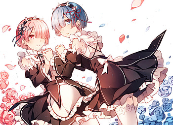 Rem (Re:zero), Ram (Re:zero), Anime, Re:zero Starting Life In Another World, Blue Eyes, Blue Hair, Short Hair HD wallpaper