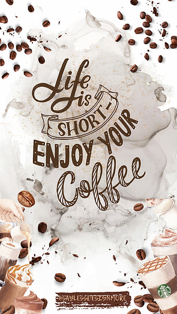 Coffeetime, quote, watercolor, dessert, white, background, coffee, saying, drink, food HD phone wallpaper