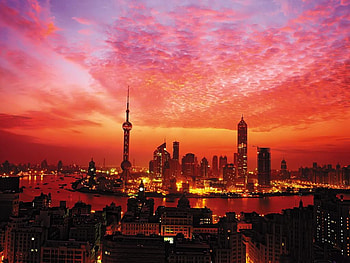 Sunset-in-Shanghai, city, sunsets, colors, building, sky, nature, china HD wallpaper