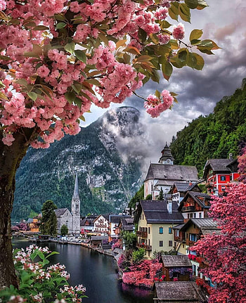 Hallstatt Austria, cloud, natural_landscape HD phone wallpaper