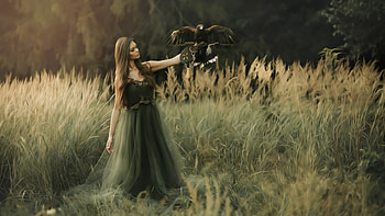 I, can fly, animal, women, model, hawk HD wallpaper