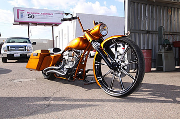Paul-Yaffe-Bagger-Bike, Custom, Gold, Pipes, Bike HD wallpaper