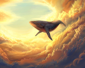 Whale In The Clouds, whale, clouds, artist, artwork, digital-art HD wallpaper