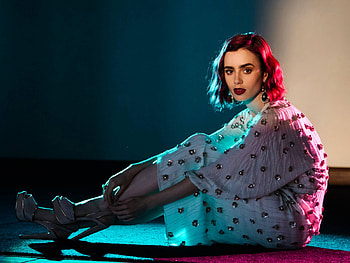 Lily Collins, model, Collins, hot, , beautiful, actress, dress, 2019, Lily, heels, legs HD wallpaper