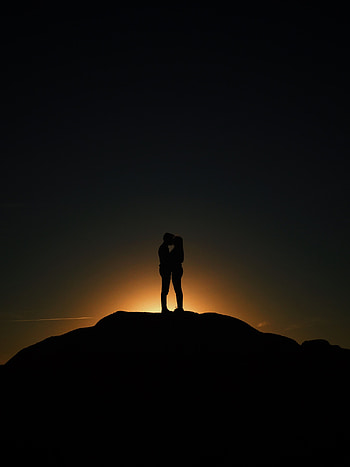 Night, Love, Dark, Couple, Pair, Silhouettes, Kiss HD phone wallpaper