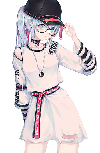Anime girl, finger, head HD phone wallpaper
