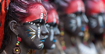Brasil carnival, woman, red, face, girl, vicente concha HD wallpaper
