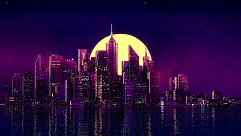 Neon Retro Cityscape HD wallpaper