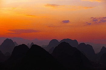 Sunset, Sky, Mountains, Dark, Hills, Dahl, Distance HD wallpaper