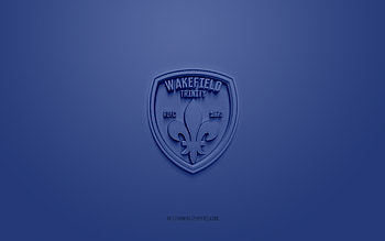 Wakefield Trinity, creative 3D logo, blue background, British rugby club, 3d emblem, Super League Europe, Wakefield, England, 3d art, rugby, Wakefield Trinity 3d logo HD wallpaper