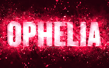 Happy Birtay Ophelia, , pink neon lights, Ophelia name, creative, Ophelia Happy Birtay, Ophelia Birtay, popular american female names, with Ophelia name, Ophelia HD wallpaper
