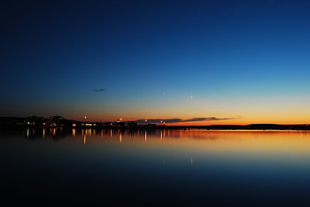 Nature, Sunset, Horizon, Lake, Canada, Night City, New Brunswick HD wallpaper