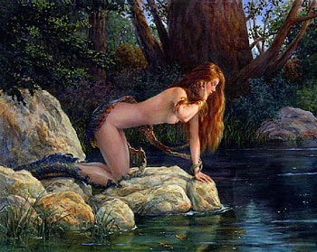 The Transformation, transformation, girl, siren, woman, mermaid, art, , digital, lamamake, fantasy, water HD wallpaper