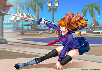 Lancer, sexy, umbrella, hot, cute, girl, long hair, beach, anime girl, palm tree, plant, lance, anime, spear, water, warrior, female HD wallpaper