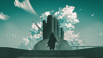 Silhouette, buildings, skyscrapers, art HD wallpaper
